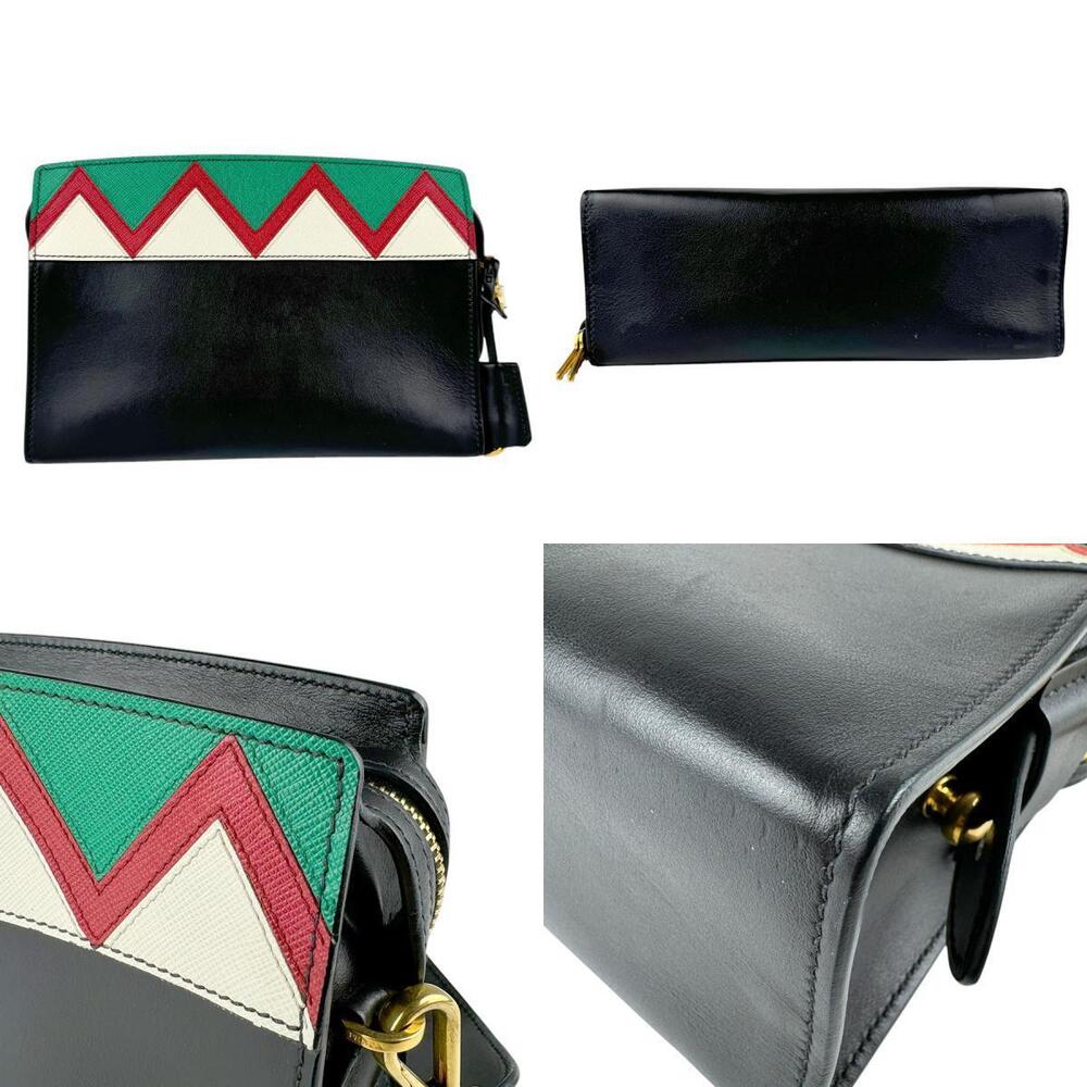 Prada Esplanade shoulder bag black red green white greche zig zag Strap - Picture 3 of 4